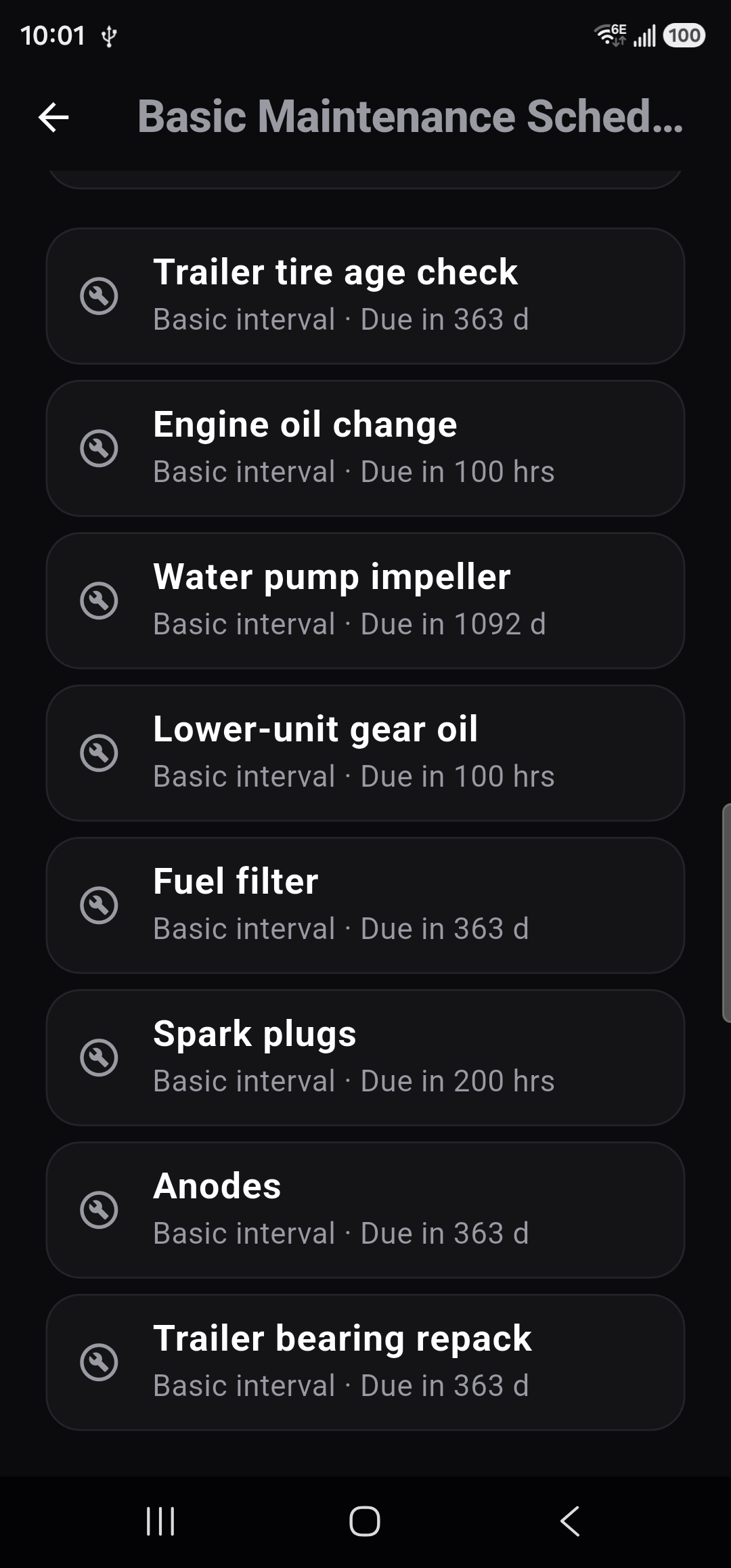 AftLog Smart Maintenance Planner plan screen